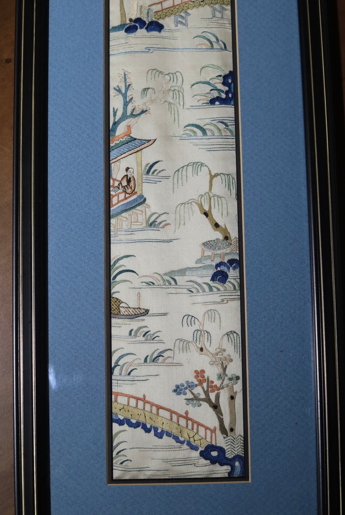 Pair of Qing-dynasty Suzhou Embroideries: Four Seasonal Landscapes