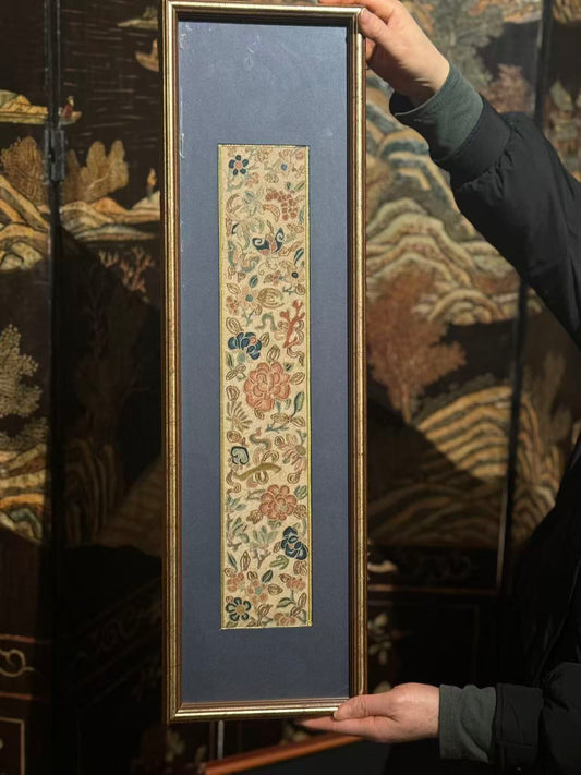Qing-dynasty Floral and Auspicious Treasures Embroidery