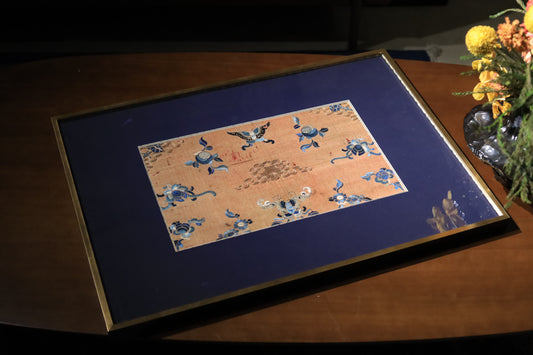 Qing-dynasty “Three Blues” Floral Embroidery