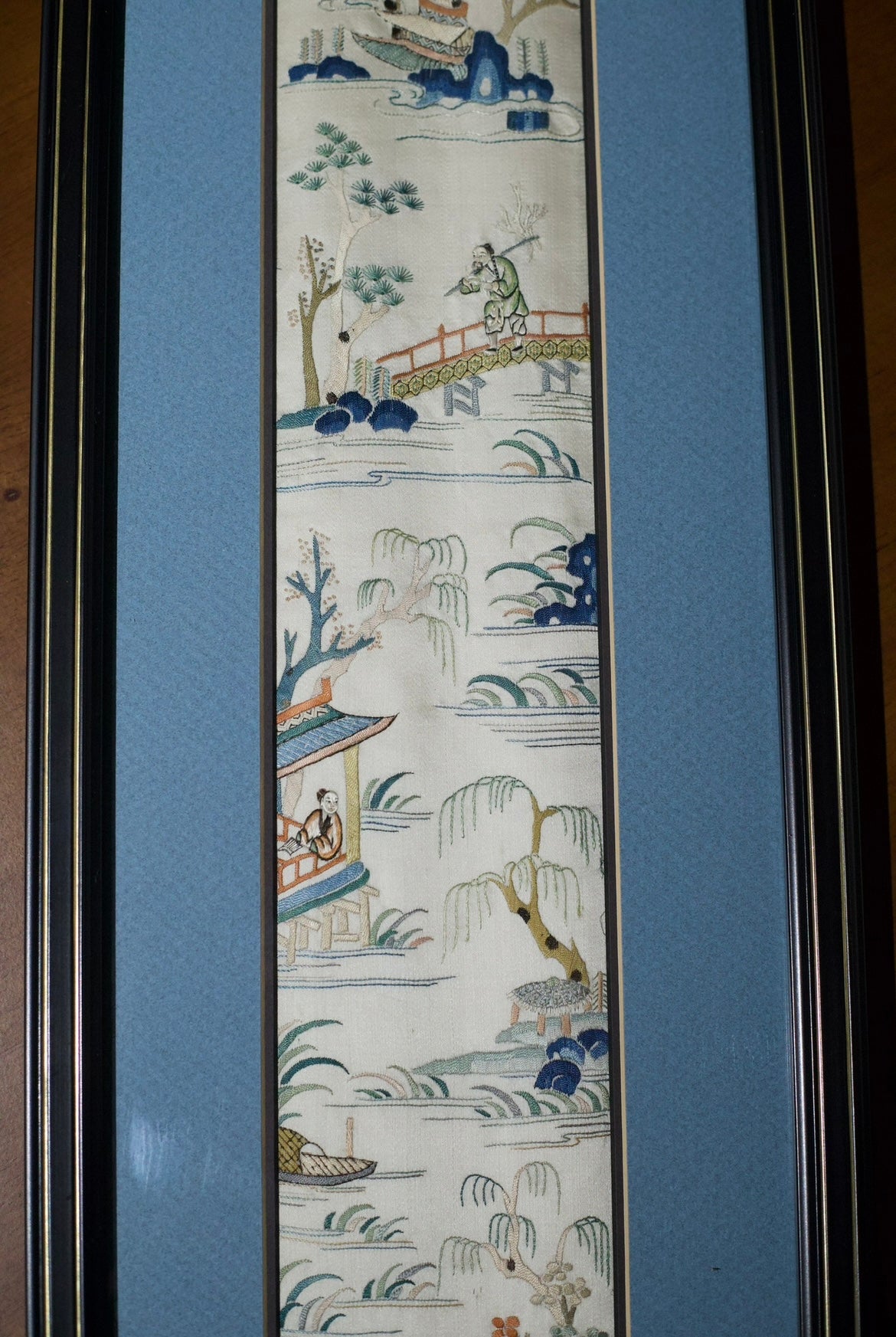 Pair of Qing-dynasty Suzhou Embroideries: Four Seasonal Landscapes