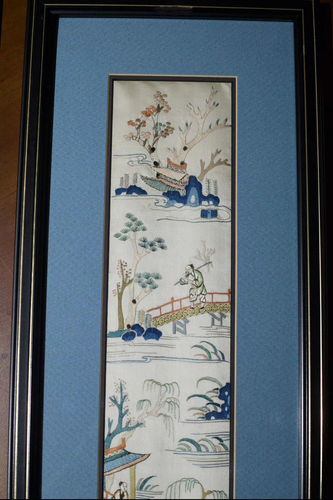 Pair of Qing-dynasty Suzhou Embroideries: Four Seasonal Landscapes