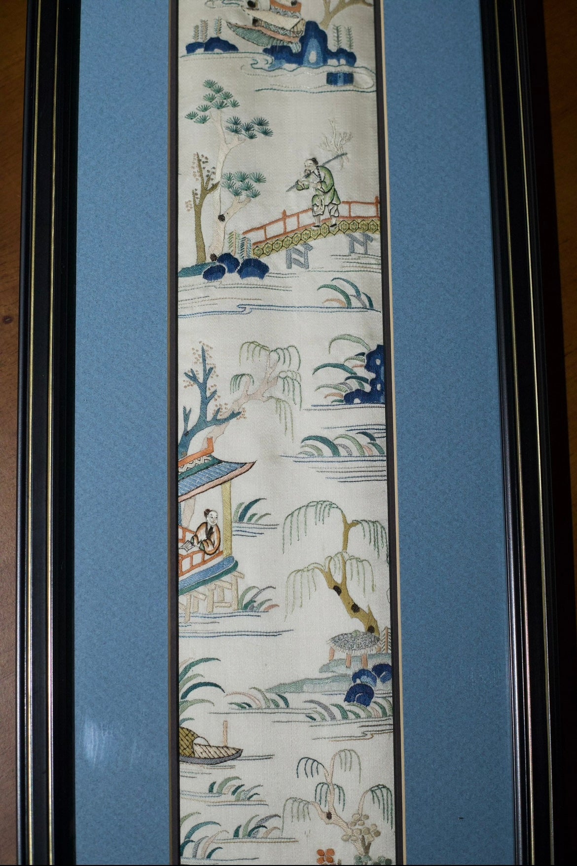 Pair of Qing-dynasty Suzhou Embroideries: Four Seasonal Landscapes