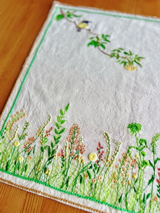 Embroidered Table Mat: Spring in Full Bloom