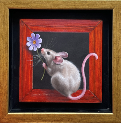 Lovely Creature-Mouse with Purple Flower